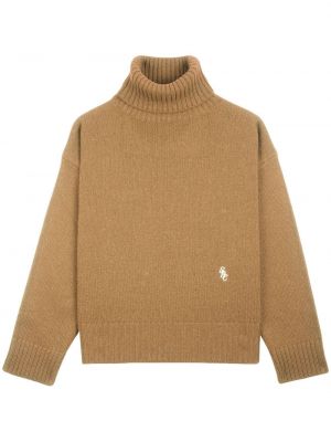 Vlnený sveter s výšivkou Sporty & Rich hnedá