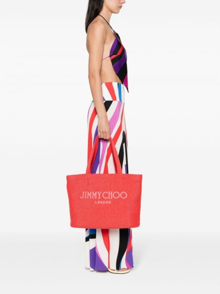 Shopper kabelka s výšivkou Jimmy Choo růžová