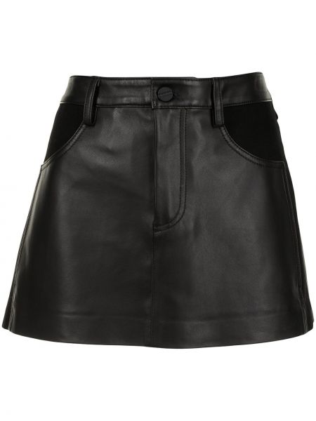 Klasické kožená sukně na zip s páskem Dion Lee - černá