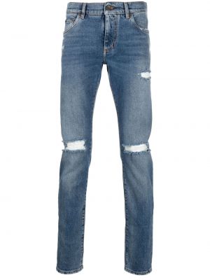 Skinny džíny s oděrkami Dolce & Gabbana modré