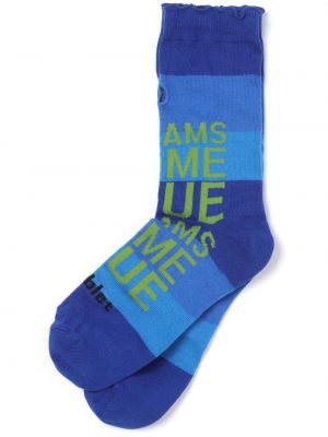 Chaussettes avec imprimé slogan à imprimé Doublet bleu