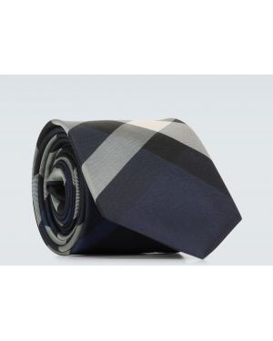 Jedwabny krawat w kratkę Burberry niebieski