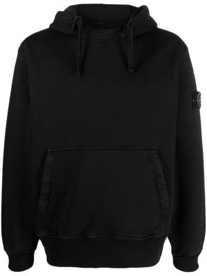 Pamučna hoodie s kapuljačom od jersey Stone Island crna