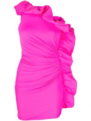 Коктейлна рокля с волани Amen розово