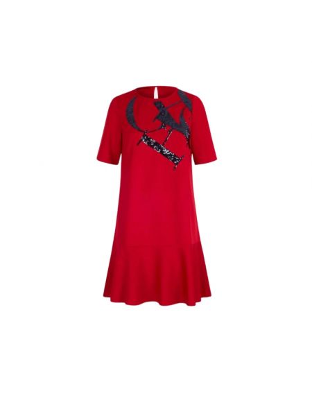 Sukienka mini z cekinami neoprenowa Carolina Herrera czerwona