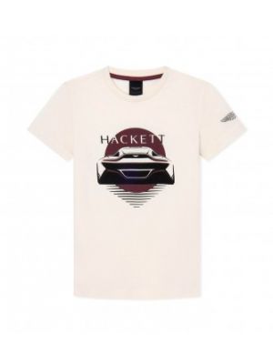 T-shirt en coton avec manches courtes Hackett London blanc