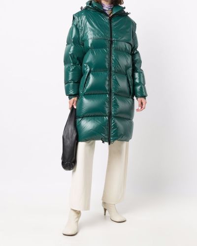 Kabát s kapucí Bottega Veneta zelený