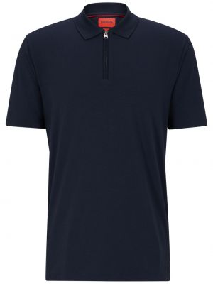 Поло тениска с цип Hugo синьо