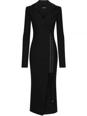 Βραδινό φόρεμα με κορδόνια με δαντέλα Dolce & Gabbana μαύρο