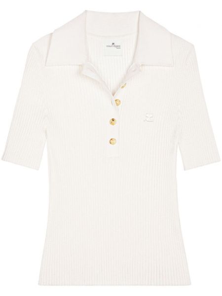 Krátký svetr s výšivkou Courrèges bílý