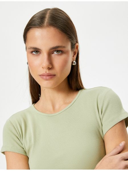 Βαμβακερή μπλούζα με κοντό μανίκι με στρογγυλή λαιμόκοψη Koton