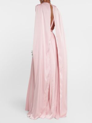 Rochie lunga din satin drapată Safiyaa roz