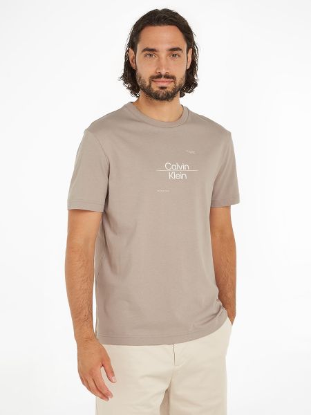 Camiseta con estampado Calvin Klein gris