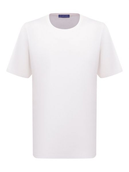 Хлопковая шелковая футболка Andrea Campagna белая
