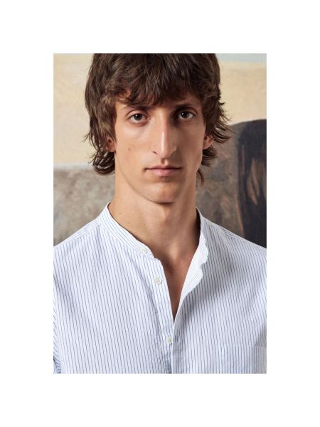 Camisa de algodón a rayas Massimo Alba azul