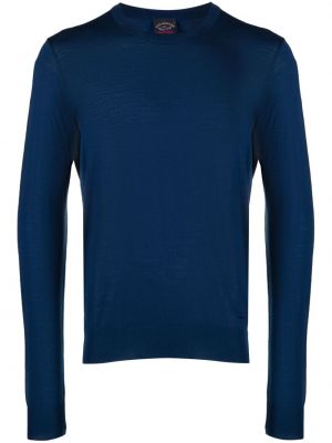 Пуловер бродиран Paul & Shark синьо