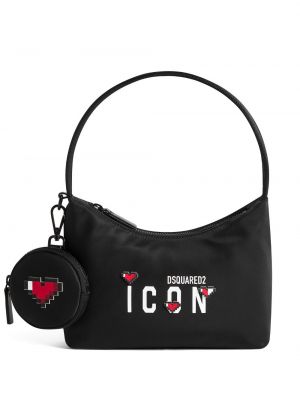 Τσάντα shopper με σχέδιο με μοτίβο καρδιά Dsquared2 μαύρο