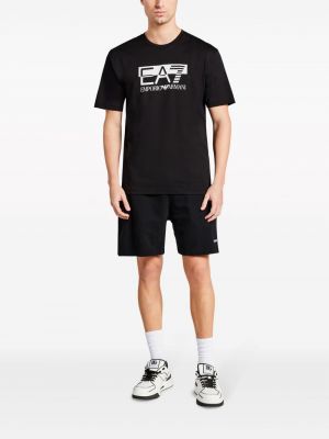 Kokvilnas t-krekls ar apdruku Ea7 Emporio Armani melns