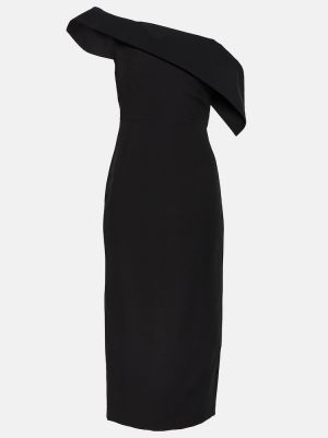 Asimetriškas šilkinis vilnonis midi suknele Roland Mouret juoda