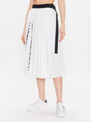 Plisovaná priliehavá midi sukňa Karl Lagerfeld biela
