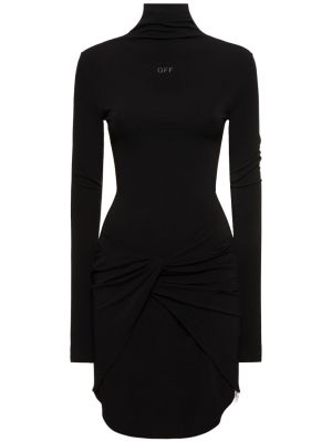 Viszkóz mini ruha Off-white fekete
