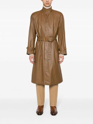 Kožený kabát se stojáčkem Valentino Garavani Pre-owned hnědý