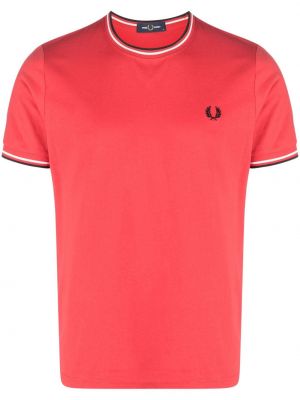 Βαμβακερή μπλούζα με κέντημα Fred Perry κόκκινο
