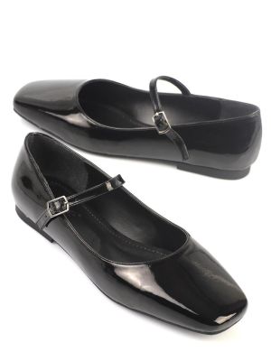 Lakkozott bőr balerina cipők Capone Outfitters fekete