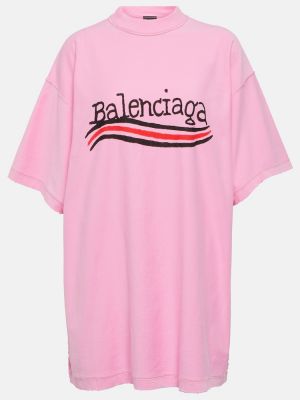 Camiseta de algodón de tela jersey Balenciaga rosa