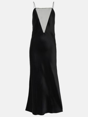 Saténové dlouhé šaty Stella Mccartney černé