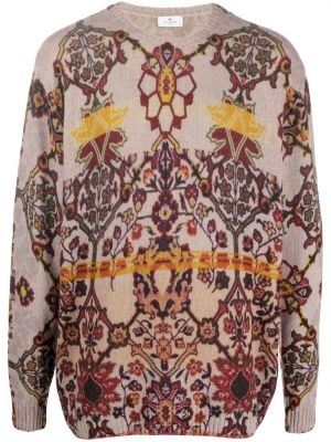 Kvetinový vlnený sveter s potlačou Etro