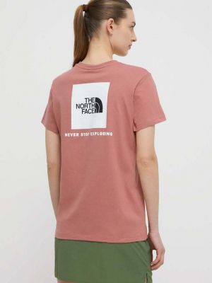 Bavlněné tričko The North Face růžové