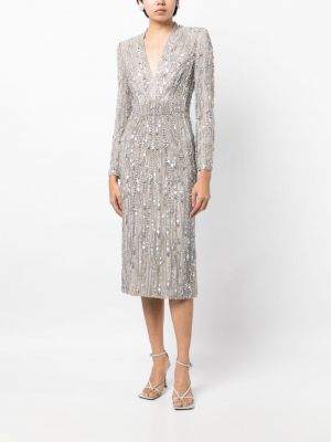 Křišťálové večerní šaty Jenny Packham stříbrné