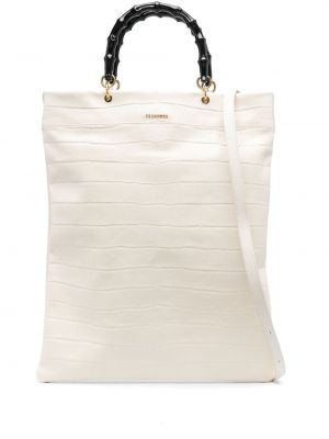 Кожени шопинг чанта Jil Sander бяло