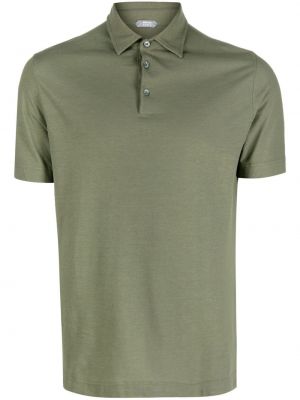 Памучна поло тениска Zanone зелено