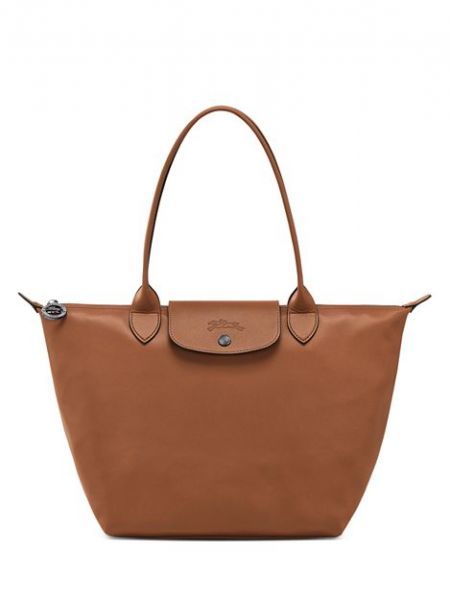Кожаная большая сумка Longchamp коричневая
