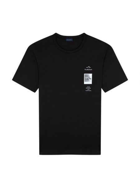 T-shirt mit stickerei aus baumwoll Paul & Shark schwarz