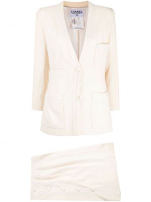 Φούστα με κουμπιά Chanel Pre-owned λευκό