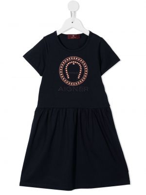 Trykt bomull dress for jenter Aigner Kids blå