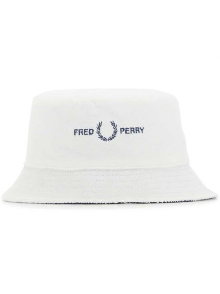 Baskılı pamuklu kova şapkası Fred Perry beyaz