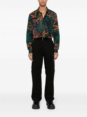 Raštuota medvilninė marškiniai leopardinė Just Cavalli žalia