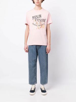 T-shirt mit print Maison Kitsuné pink