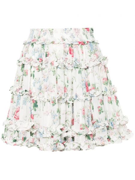 Φλοράλ φούστα mini με βολάν Needle & Thread λευκό