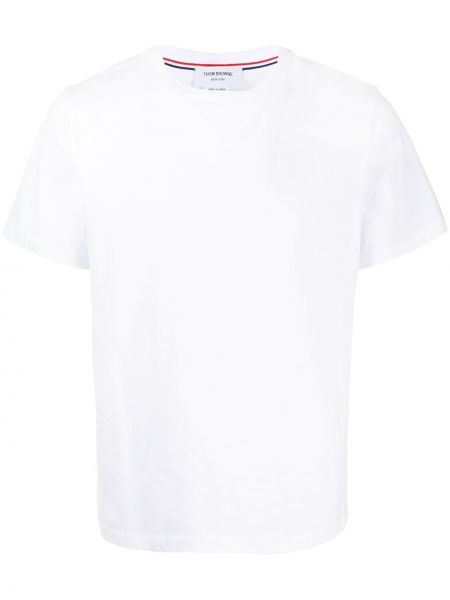 Camiseta a rayas manga corta Thom Browne blanco