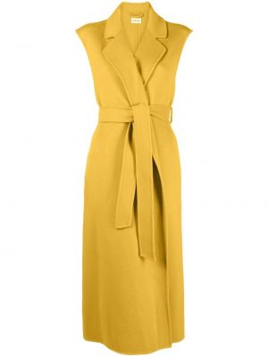 Klasický vlněný kabát bez rukávů P.a.r.o.s.h. - žlutá