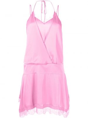 Sukienka mini koronkowa Moschino Jeans różowa