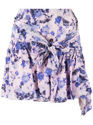Květinové hedvábné přiléhavé mini sukně Isabel Marant - modrá