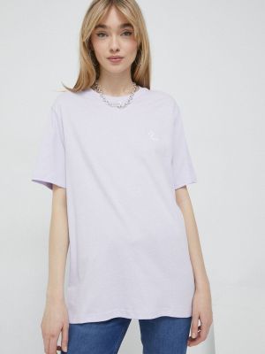 Koszulka bawełniana Converse fioletowa