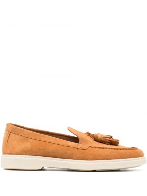 Pantofi loafer din piele de căprioară Santoni portocaliu