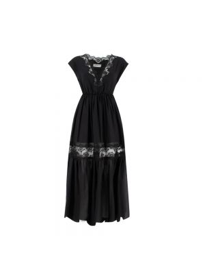 Czarna sukienka midi bez rękawów bawełniana Ermanno Scervino